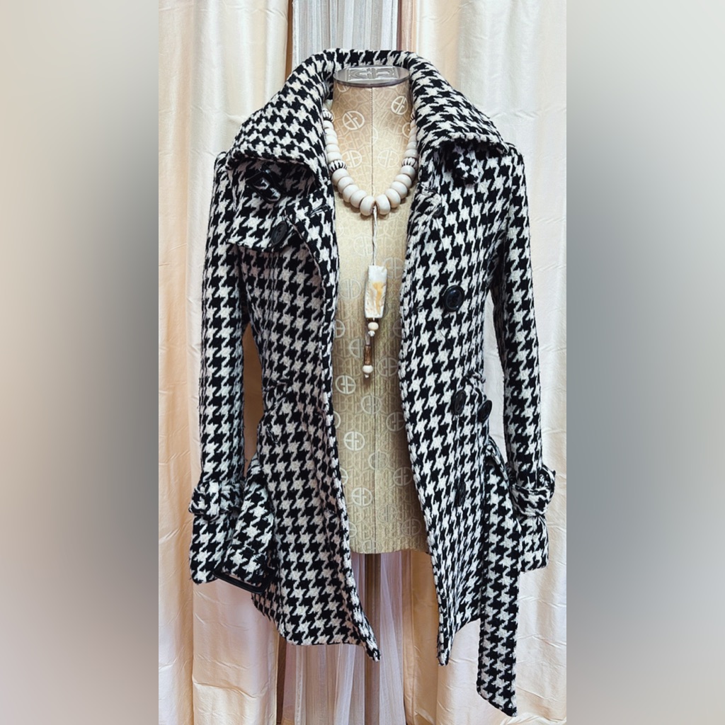 American Rag Houndstooth Wool Blend Coat Elegant & Timeless